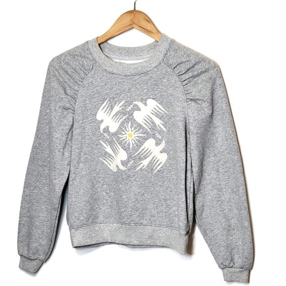 Anthropologie x Jason Yun Dove Crew Neck Long Sleeve Gray Sweatshirt Size XS - Picture 13 of 13